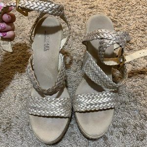Michael Kors gold wedges